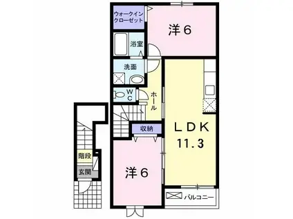 シエル・マーレ(2LDK/2階)の間取り写真