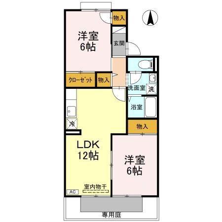 セントラルヴィレッジ(2LDK/1階)の間取り写真