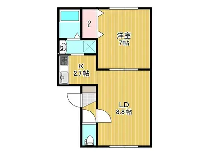 リバティ美芳(1LDK/4階)の間取り写真