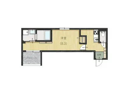 REVE宇品西(1K/2階)の間取り写真