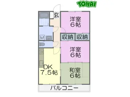 ラフィネ・ドミール(3DK/3階)の間取り写真