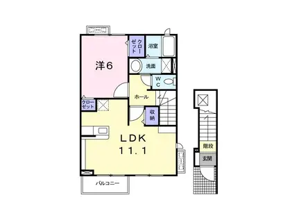 プラムハイム東町(1LDK/2階)の間取り写真