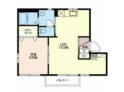 DIAS RIVERSIDE B(1LDK/1階)の間取り写真