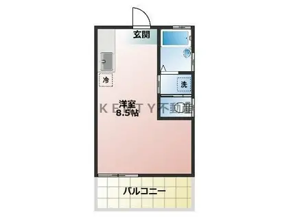 東急多摩川線 武蔵新田駅 徒歩5分 3階建 築56年(ワンルーム/3階)の間取り写真