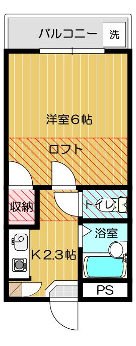 ハイツ ソリティアII(1K/2階)の間取り写真
