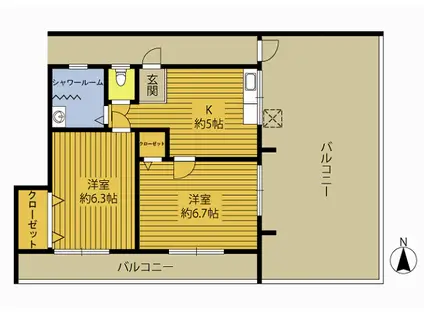 北浜ビル(2DK/5階)の間取り写真