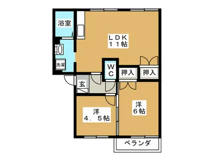 フレグランス府中 C(2LDK/2階)の間取り写真