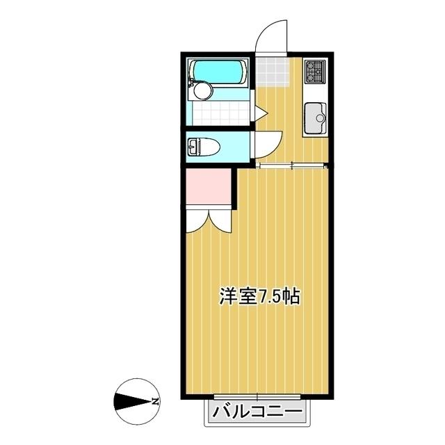 シャトレー1(1K/2階)の間取り写真