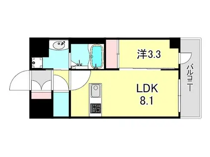プレサンスブルーム新神戸(1LDK/6階)の間取り写真