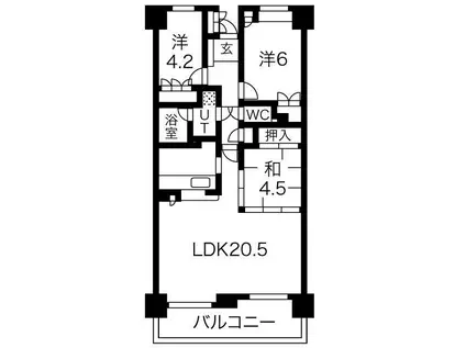 パークシティ江南四番街(3LDK/7階)の間取り写真