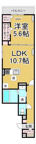 ラ フレーズ(1LDK/2階)の間取り写真