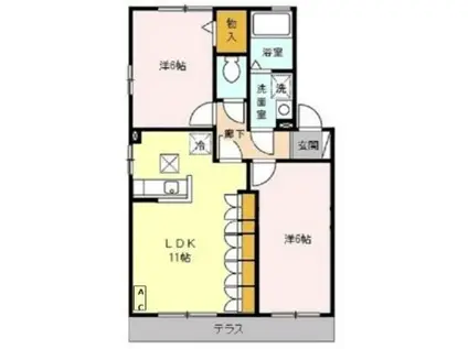 クレスト(2LDK/1階)の間取り写真