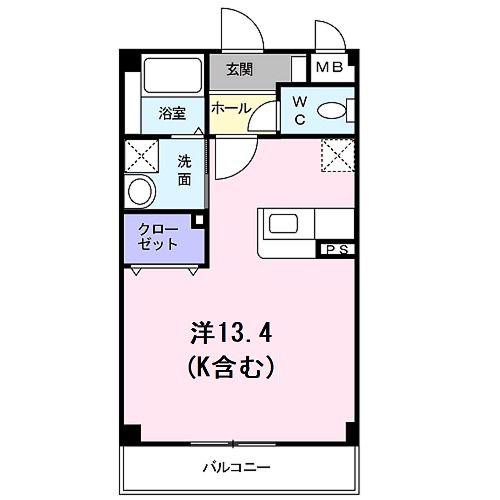 フォーリスト(ワンルーム/2階)の間取り写真