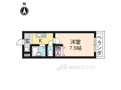 アルカディア堂山(1K/2階)の間取り写真