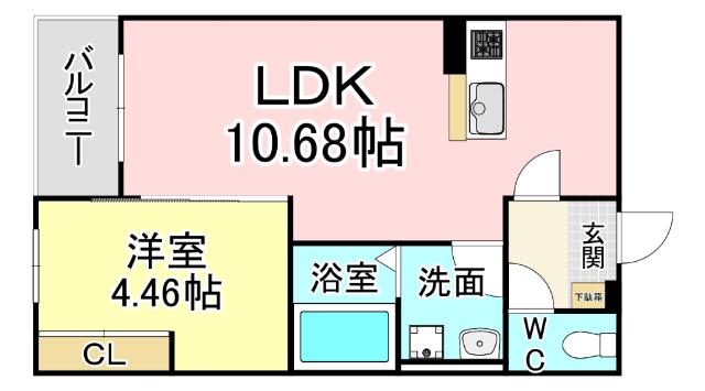 BRAVE BASE三萩野(1LDK/1階)の間取り写真