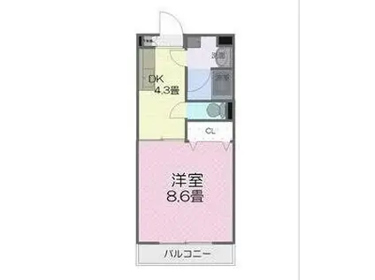 アンソレイユI(1DK/2階)の間取り写真