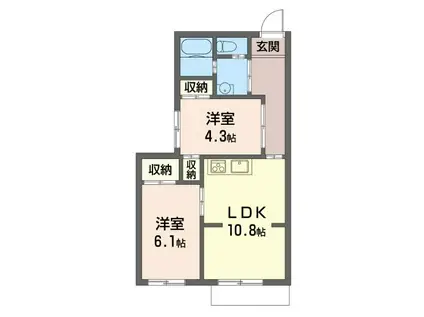 サニ-ハイツB(2LDK/1階)の間取り写真