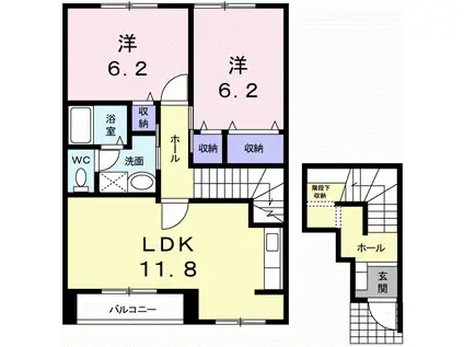 パレットタウン山端II(2LDK/2階)の間取り写真