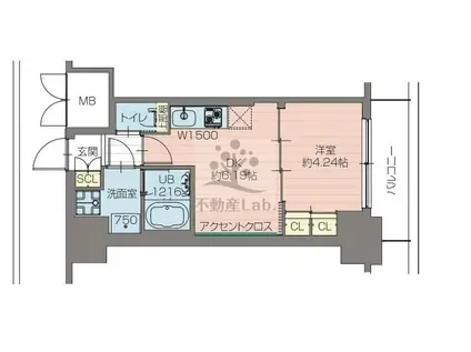 プレジオ恵美須2-8F(1DK/4階)の間取り写真