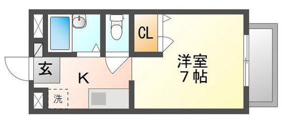 サリチェ・イマA(1K/1階)の間取り写真