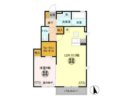 パークドプランタンG(1LDK/1階)の間取り写真