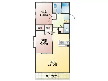 エトワール月出(2LDK/1階)の間取り写真