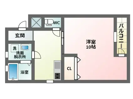 クローバーハイツ鷹合(1K/1階)の間取り写真