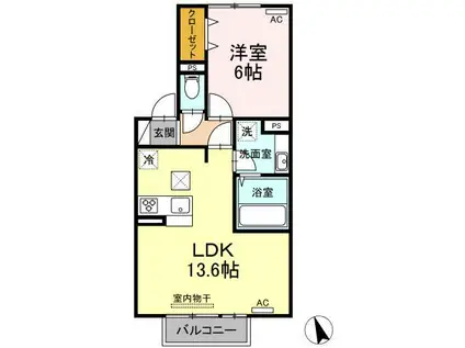 プロムナード プルミエ(1LDK/1階)の間取り写真