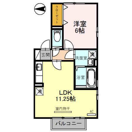 セジュール春江(1LDK/2階)の間取り写真