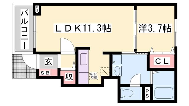 スマイルタウン A棟(1LDK/1階)の間取り写真