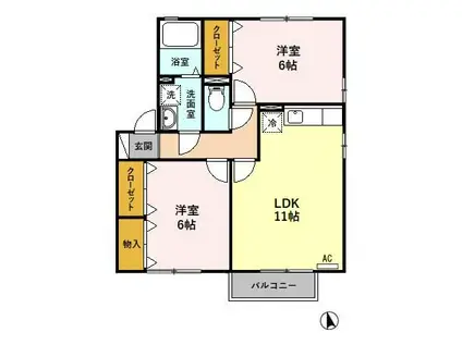 リオグランデB(2LDK/2階)の間取り写真