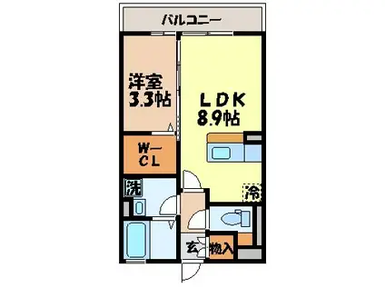 ロイヤルニュータウン(1LDK/1階)の間取り写真