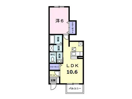 B.B DREAM(1LDK/1階)の間取り写真