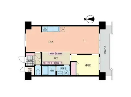 朝日プラザ五橋(1LDK/4階)の間取り写真