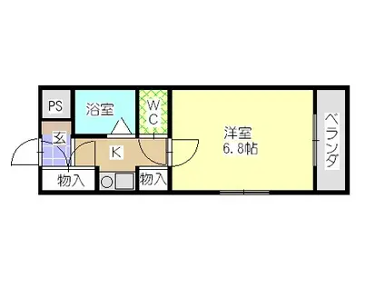 メゾン鶴里(1K/2階)の間取り写真