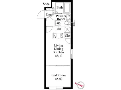 タスキスマート西大井(1LDK/4階)の間取り写真