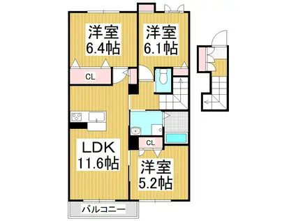 DUCCOI(3LDK/2階)の間取り写真