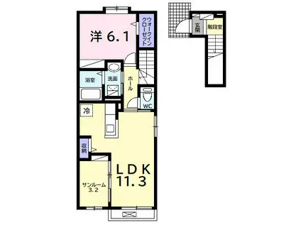 ネオ・アルカンシェル(1LDK/2階)の間取り写真