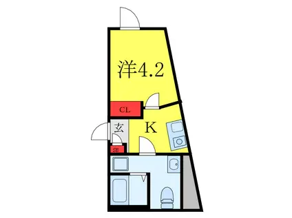 メゾンド町屋(1K/3階)の間取り写真