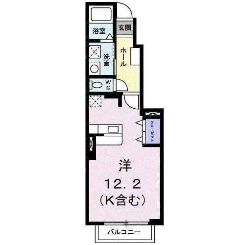 キートス(ワンルーム/1階)の間取り写真