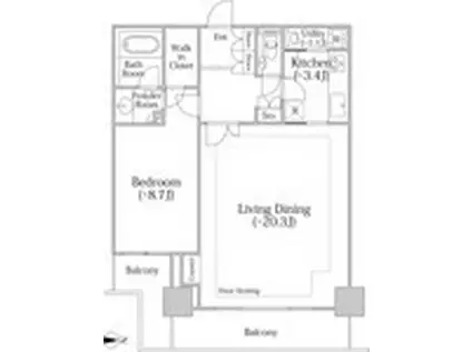 河田町ガーデン クラブフロア(1LDK/33階)の間取り写真