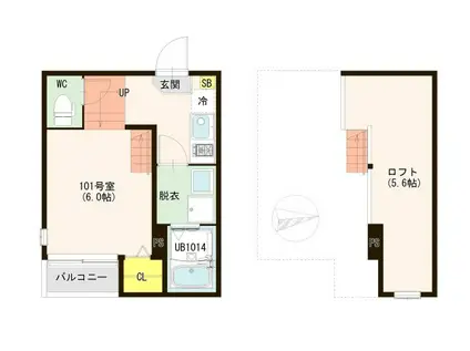 ハーモニーテラス大和町1丁目B(1K/1階)の間取り写真