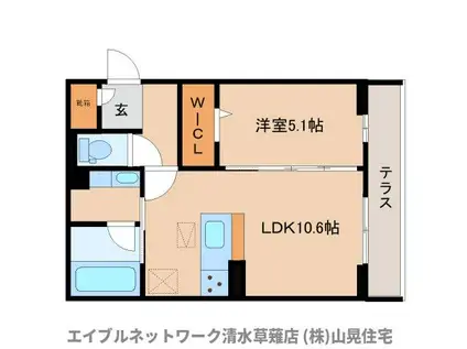 D CREST 中之郷2丁目(1LDK/1階)の間取り写真