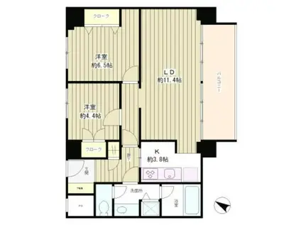 リバー&タワー(2LDK/14階)の間取り写真