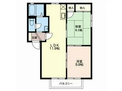 コーポ高登 A(2LDK/2階)の間取り写真