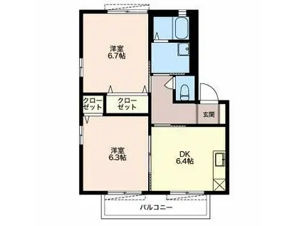 グリーンコート E棟(2DK/2階)の間取り写真