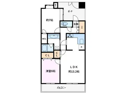 レーベンリヴァーレ東京ラ・トーレ(2LDK/8階)の間取り写真
