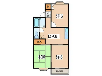 バードハイムII(3DK/1階)の間取り写真