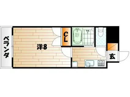 BERGAMOTTO馬借(1K/2階)の間取り写真
