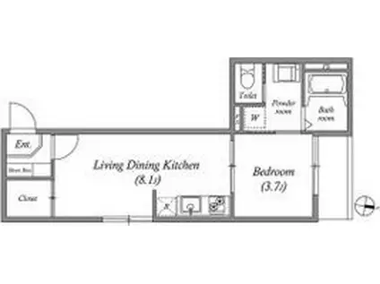 IYコート山科音羽(1LDK/2階)の間取り写真